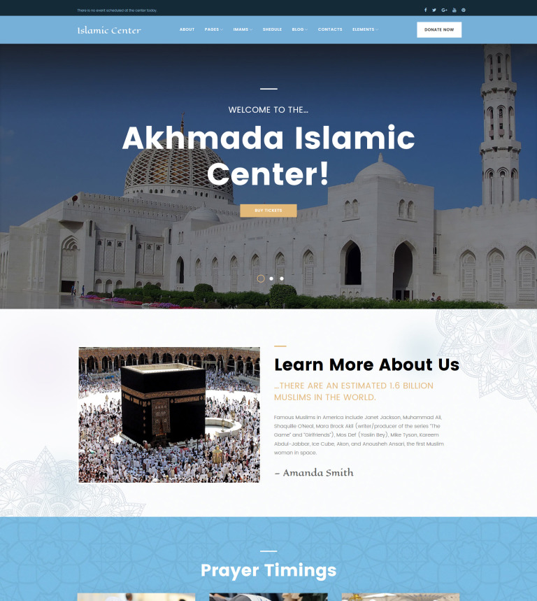 Islamic center theme documentation